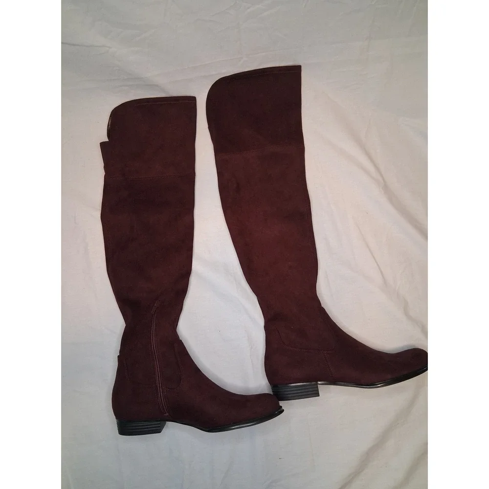 Isaac Mizrahi Live Twain Over the Knee Boots Burgundy Women's Size 9 NEW READ